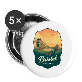 Bristol Clifton Bridge Vintage Sunset Abzeichen - Buttons groß 56 mm (5er Pack) - Weiß - Vorne