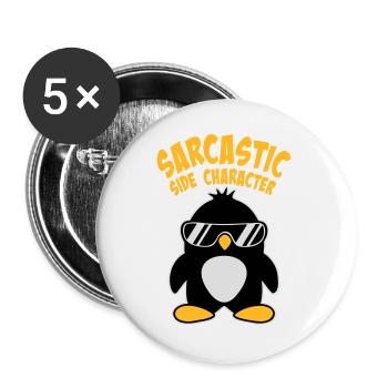 Logo des lunettes de soleil de personnage secondaire sarcastique du Pingouin - Lot de 5 grands badges (56 mm) - blanc - Devant