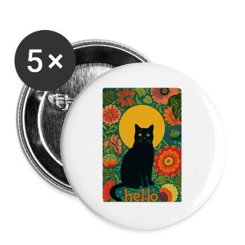 Sonnenkatze im Blütenwald - Buttons groß 56 mm (5er Pack) - Weiß - Vorne