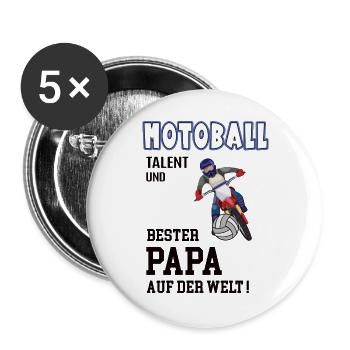 Motoball Spieler Motoballer Papa Vater Mann - Buttons groß 56 mm (5er Pack) - Weiß - Vorne