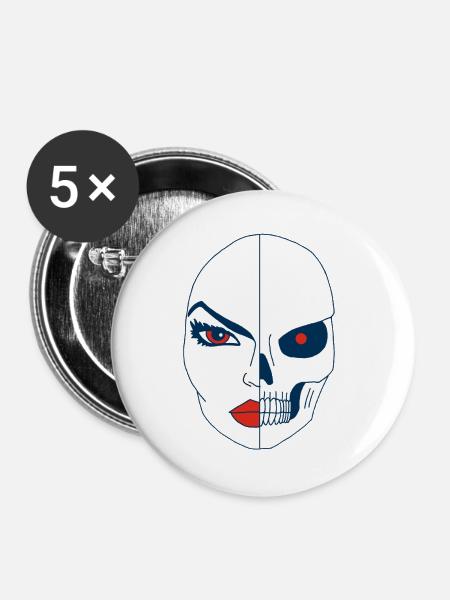 Tod und sein Gesicht - Buttons groß 56 mm (5er Pack) - Weiß