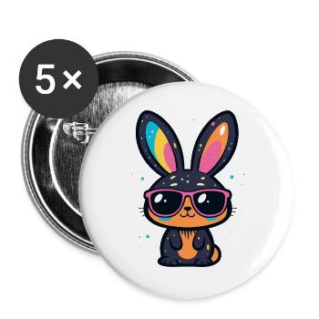 Bunny Party Cool Glasses - Buttons large 2.2''/56 mm (5-pack) - white - Front