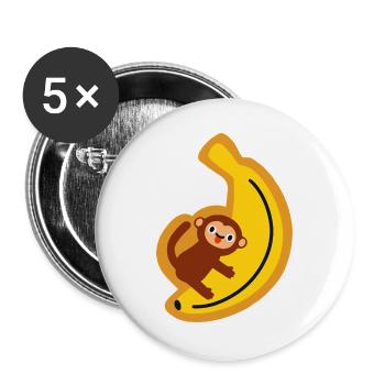 Funny Monkey Banana Tee Cute Animal Jungle Shirt - Buttons groß 56 mm (5er Pack) - Weiß - Vorne