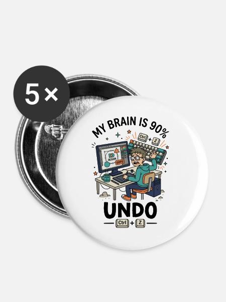 Designer Ctrl Z Panic Humor - Buttons groß 56 mm (5er Pack) - Weiß