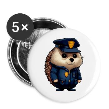 Police des hérissons - Lot de 5 grands badges (56 mm) - blanc - Devant