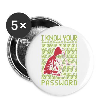 Hacker Hacker Programmeur Linux Password Hacker - Lot de 5 grands badges (56 mm) - blanc - Devant