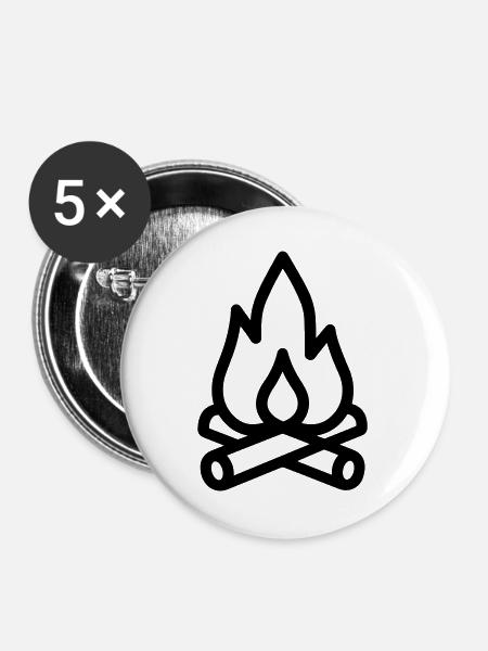 Lagerfeuer - Buttons groß 56 mm (5er Pack) - Weiß