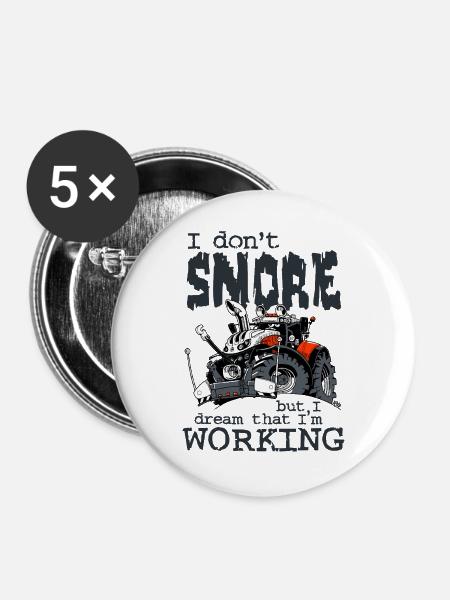 1477_I_dont_Snore-TRAKTOR - Buttons groß 56 mm (5er Pack) - Weiß