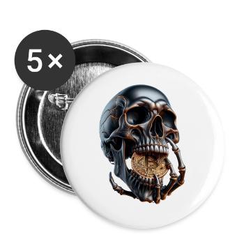 Bitcoin Skull Dark Crypto Design - Buttons large 2.2''/56 mm (5-pack) - white - Front