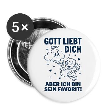Gott liebt dich Favorit Engel Humor - Buttons groß 56 mm (5er Pack) - Weiß - Vorne