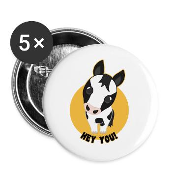 Pferd Cartoon "Hey You" - Buttons groß 56 mm (5er Pack) - Weiß - Vorne