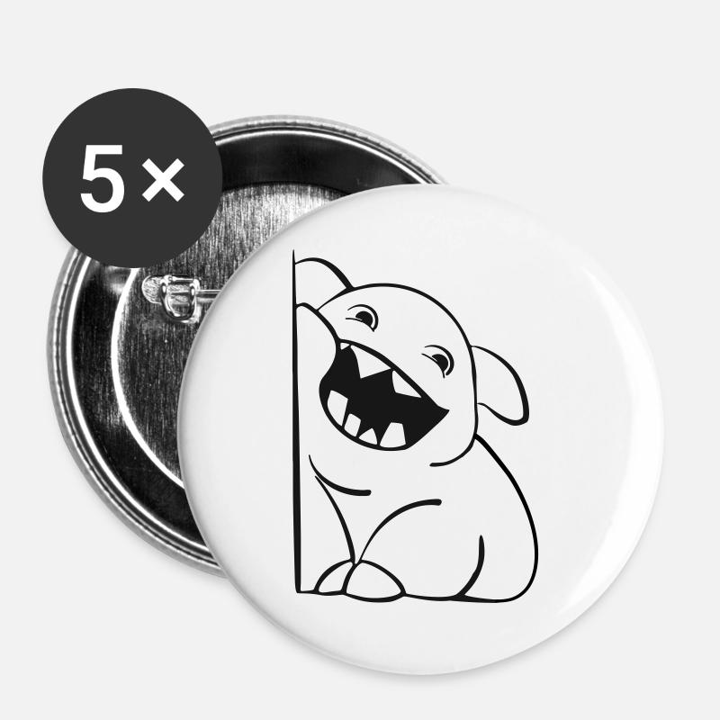 Süßes Monsterchen - Buttons groß 56 mm (5er Pack) - Weiß