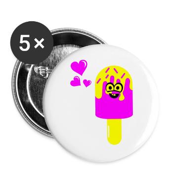 Eis Eiscreme - Buttons groß 56 mm (5er Pack) - Weiß - Vorne
