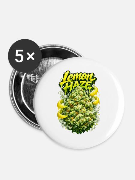 Lemon Haze Zitrus-Graffiti-Druck - Buttons groß 56 mm (5er Pack) - Weiß