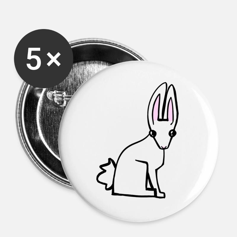 white bunny - Buttons large 2.2''/56 mm (5-pack) - white