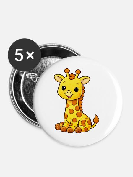Kuschelige Giraffenfreude - Buttons groß 56 mm (5er Pack) - Weiß