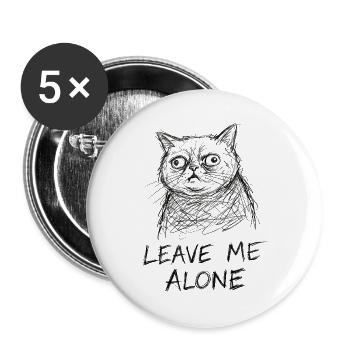 Cat Sketch Leave Me Alone - Buttons large 2.2''/56 mm (5-pack) - white - Front