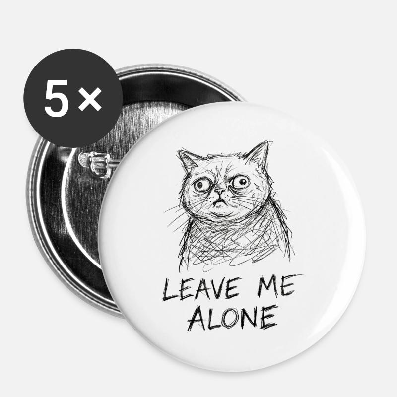 Cat Sketch Leave Me Alone - Buttons large 2.2''/56 mm (5-pack) - white