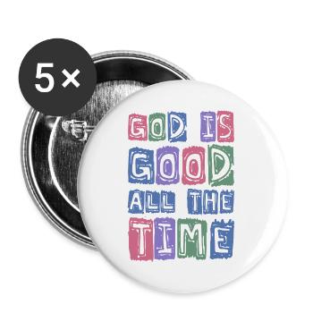 Dieu est bon en tout temps Foi rétro - Lot de 5 grands badges (56 mm) - blanc - Devant