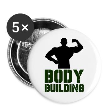 Typographie puissante du culturisme - Lot de 5 grands badges (56 mm) - blanc - Devant