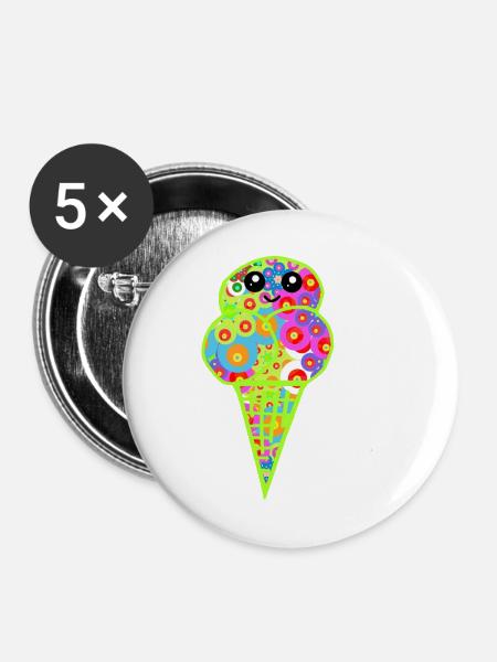 Retro Eis Vintage Kinder Kind 60er  - Buttons large 2.2''/56 mm (5-pack) - white