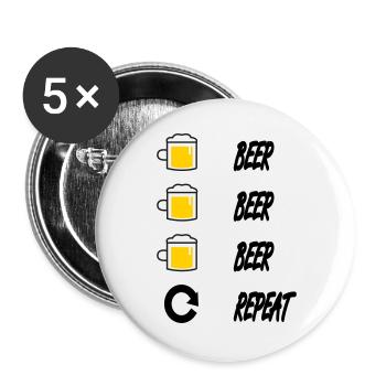 Bière, bière, répétition - Lot de 5 grands badges (56 mm) - blanc - Devant