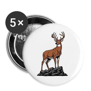 Weißwedelhirsch Majestätische Wilde Natur - Buttons groß 56 mm (5er Pack) - Weiß - Vorne