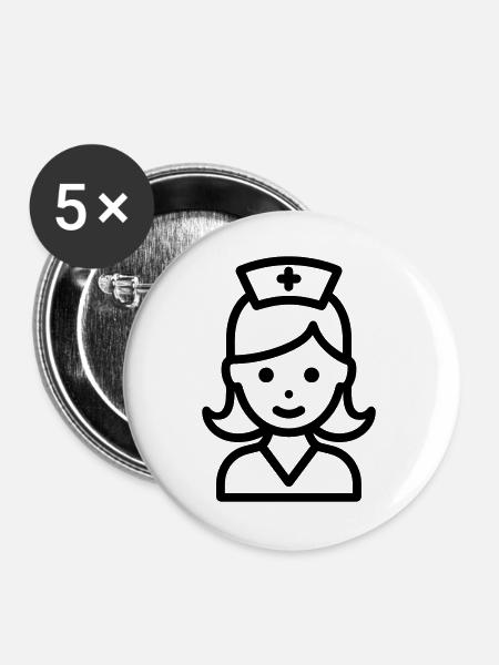 Krankenschwester - Buttons groß 56 mm (5er Pack) - Weiß
