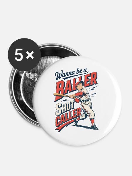Baseball Baller: Retro-Sportstil - Buttons groß 56 mm (5er Pack) - Weiß