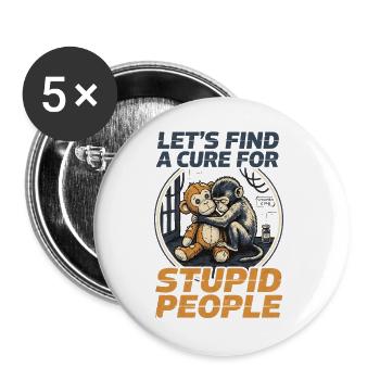 Lets find a cure for stupid people Monkey Punch - Buttons large 2.2''/56 mm (5-pack) - white - Front