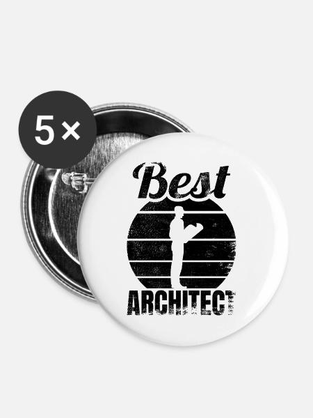 Lustiger Architekt - Buttons groß 56 mm (5er Pack) - Weiß