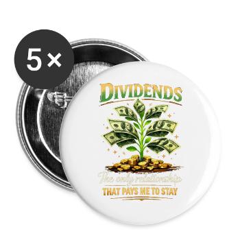 Dividend Money Tree: Life's Best Relationship - Buttons large 2.2''/56 mm (5-pack) - white - Front