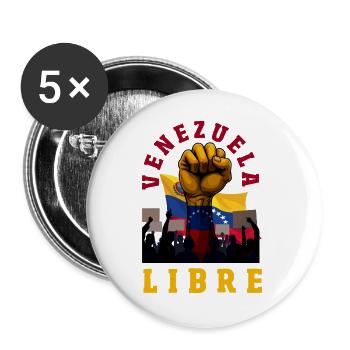 Venezuela Flagge Stolz & Heimat Venezuela - Buttons groß 56 mm (5er Pack) - Weiß - Vorne