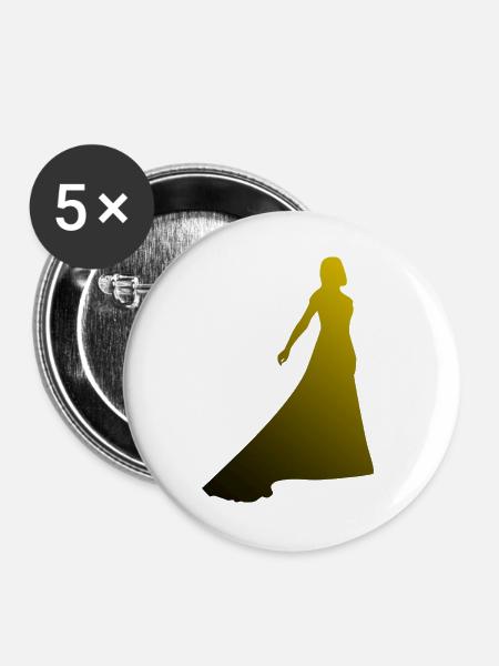 Hochzeit - Buttons groß 56 mm (5er Pack) - Weiß
