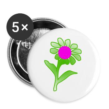 Blumen - Buttons groß 56 mm (5er Pack) - Weiß - Vorne