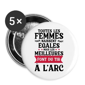 faire du tir à l arc / femme et tir à l'arc - Lot de 5 grands badges (56 mm) - blanc - Devant