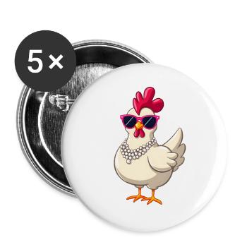 Chicken - Buttons large 2.2''/56 mm (5-pack) - white - Front