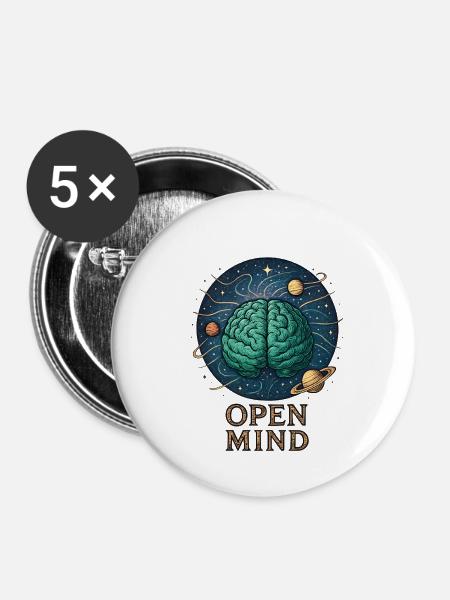 Offener Geist im Weltraum - Buttons groß 56 mm (5er Pack) - Weiß