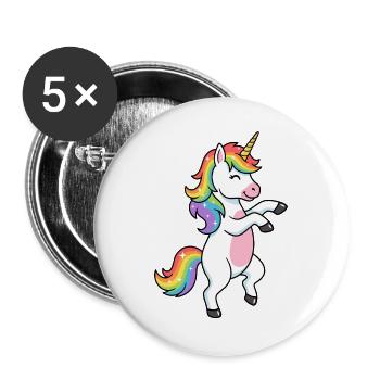 Danse de la Licorne Arc-en-ciel et Scintillante - Lot de 5 grands badges (56 mm) - blanc - Devant