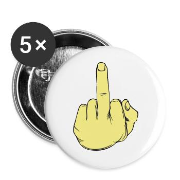 Stinkefinger Illustration - Buttons groß 56 mm (5er Pack) - Weiß - Vorne