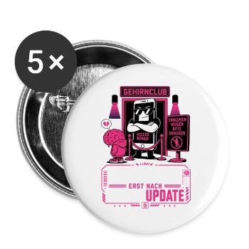 Zutritt erst nach Gehirnupdate - Buttons groß 56 mm (5er Pack) - Weiß - Vorne