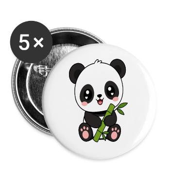 Panda Bambus Charm - Buttons groß 56 mm (5er Pack) - Weiß - Vorne