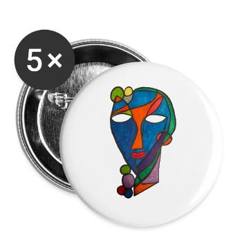Kubistischer Maskenfluss- Martina Eßer - Buttons groß 56 mm (5er Pack) - Weiß - Vorne