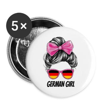 Drapeau du drapeau allemand Femme Fan de lunettes de soleil - Lot de 5 grands badges (56 mm) - blanc - Devant