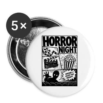 Horror Kino Zombie Comic - Buttons groß 56 mm (5er Pack) - Weiß - Vorne