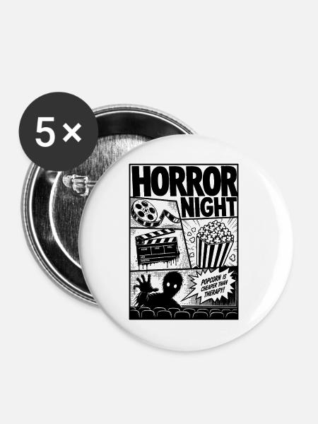 Horror Kino Zombie Comic - Buttons groß 56 mm (5er Pack) - Weiß