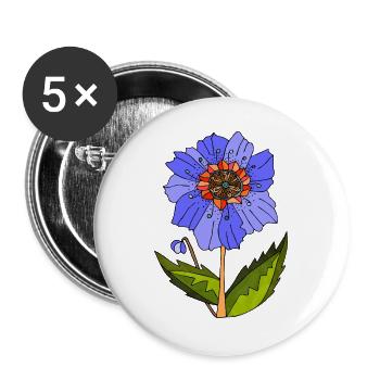 Blume - Buttons groß 56 mm (5er Pack) - Weiß - Vorne