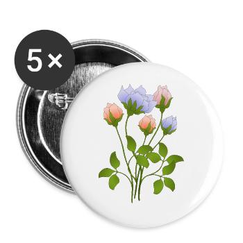 Blumen - Buttons groß 56 mm (5er Pack) - Weiß - Vorne