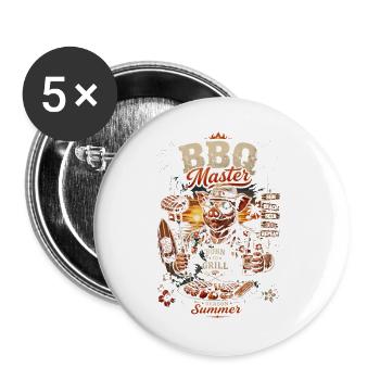 BBQ Master Cochon Tropique - Humoristique - Lot de 5 grands badges (56 mm) - blanc - Devant