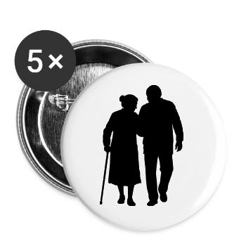 Großeltern Enkelkind Silhouette Spazieren Familie - Buttons groß 56 mm (5er Pack) - Weiß - Vorne